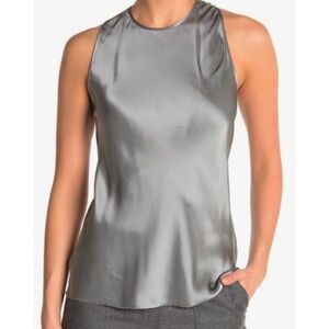 Helmut Lang NEW Back Twist Satin Sleeveless‎ Blouse in Pebble Gray S